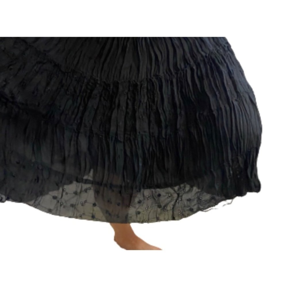 Vintage Allison Taylor Ruffle Tiered Black Midi Skirt